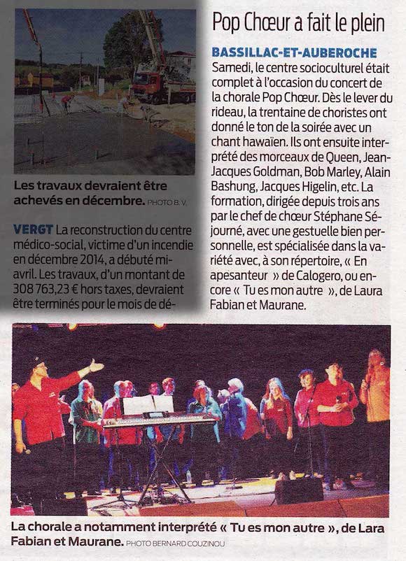 Article sud-ouest concert Bassillac 04